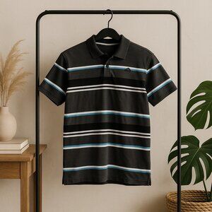 Boy's Quicksilver Short Sleeve Dress Shirt, Black/White/Gray/Blue/Orange, Size L